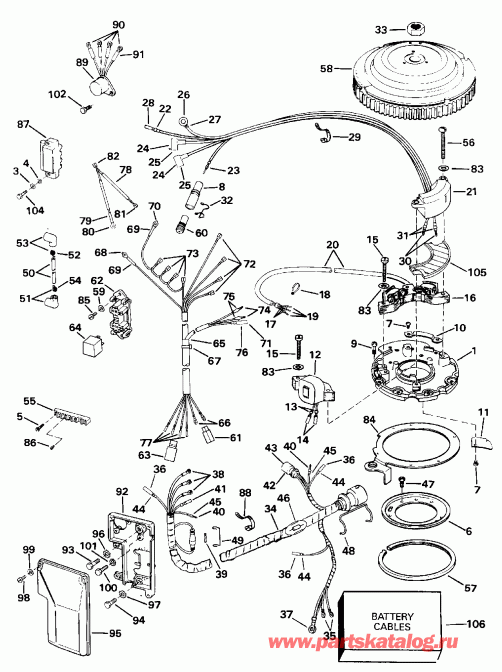 ��������� ��������� EVINRUDE VE50TLENM 1992  - Electric Start & Tl Models (