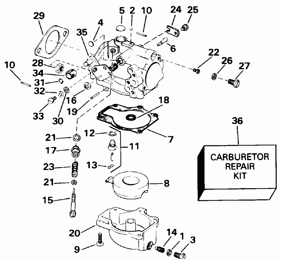  Evinrude VE60ELENE 1992  - rburetor Early P����uction / rburetor Early Production