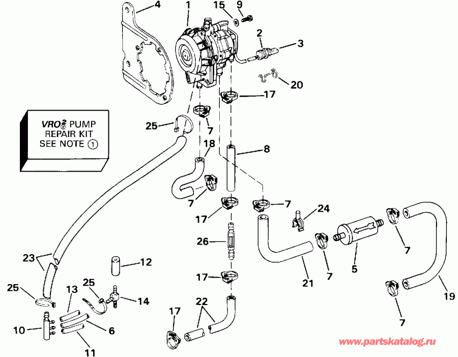 ��������� ����� Evinrude VE70TLEND 1992  - o2 Pump - o2 �����