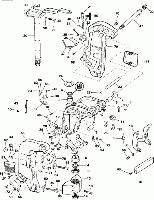 ����� EVINRUDE VE90MLEND 1992  - Power Trim/tilt / ���������������� ��������� �������
