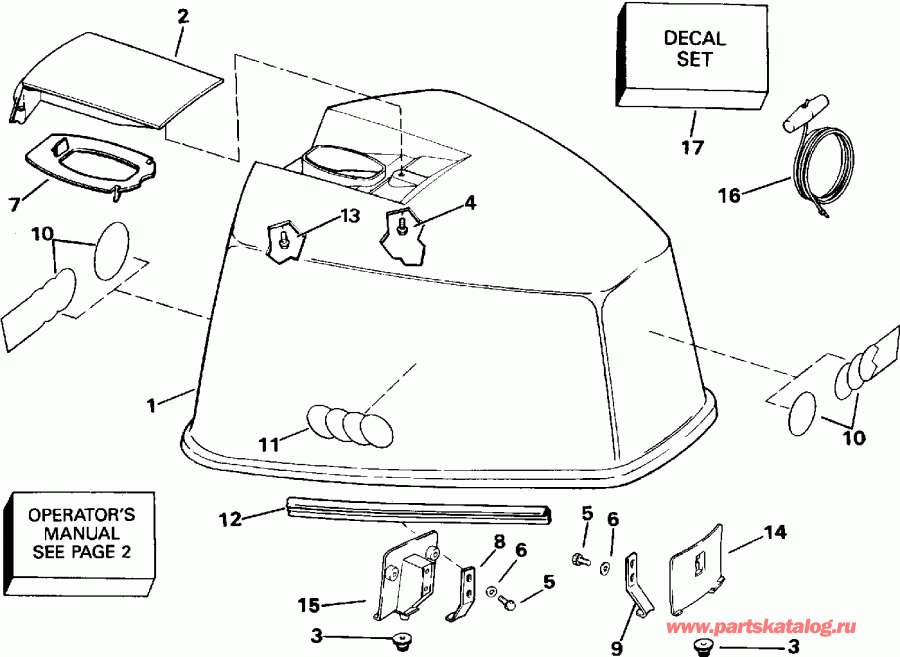 ��������� ����� EVINRUDE E100WTXETD 1993  - gine ������ / gine Cover