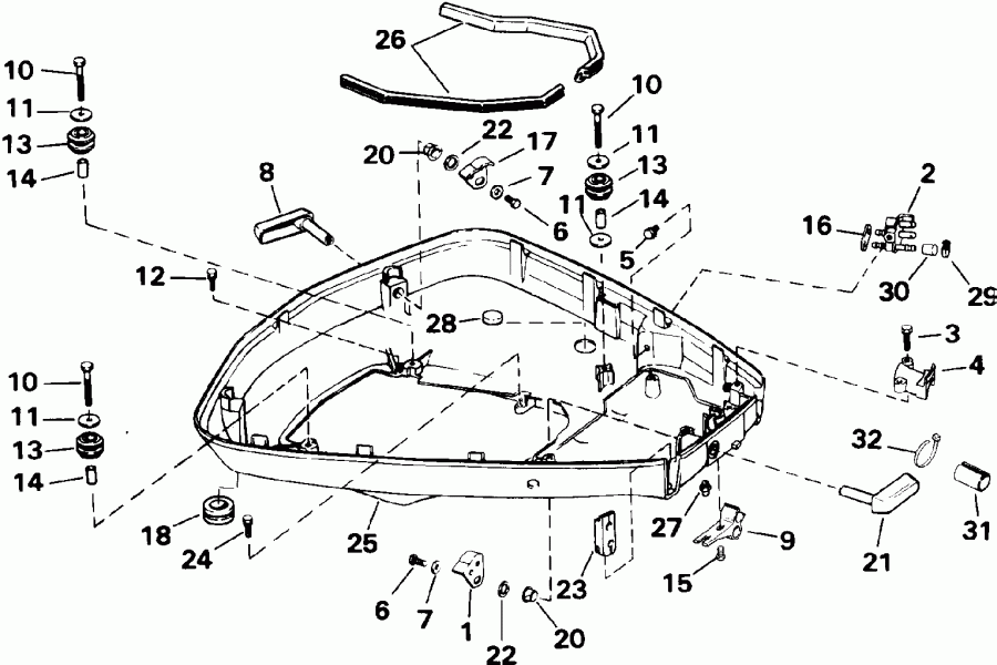 ��������� �������� ����� Evinrude E100WTXETD 1993  - wer Engine Cover - wer ������ ��������� (�����)