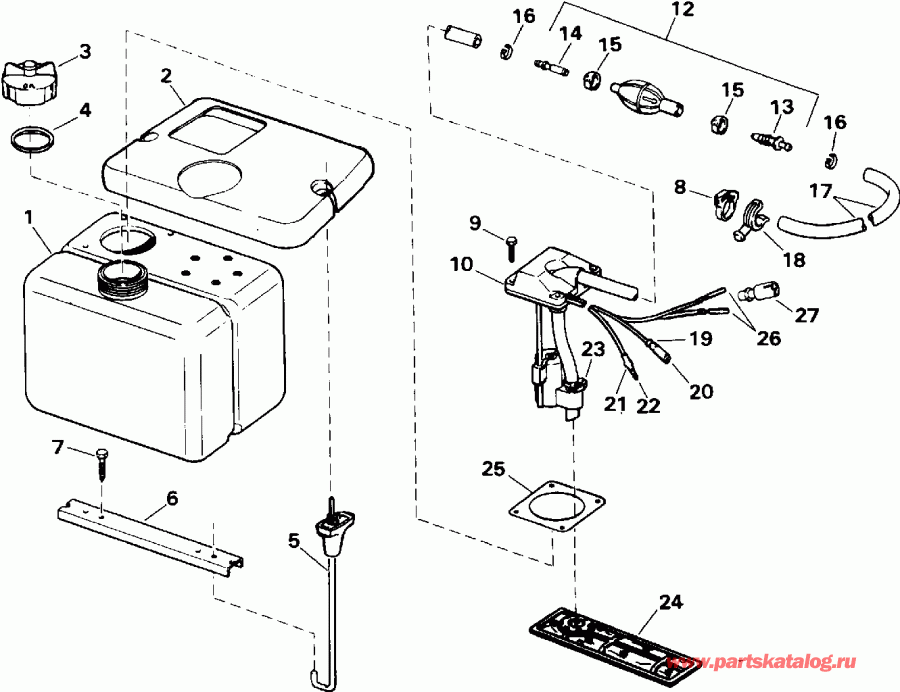 ��������� �������� ����� Evinrude E115TXATS 1993  - 1.8 ������ / 1.8 Gallon