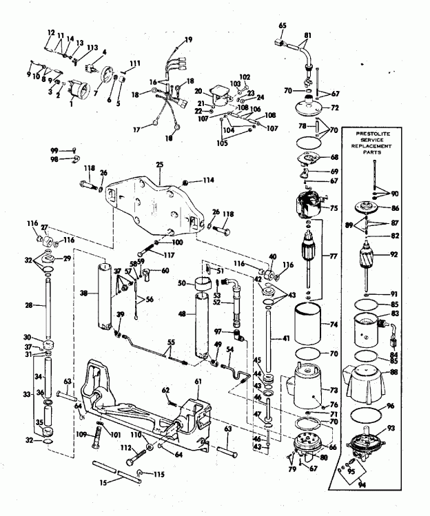 �������� ��������� ����� Evinrude E115TXATS 1993  - wer Trim/tilt Hydraulic Assembly