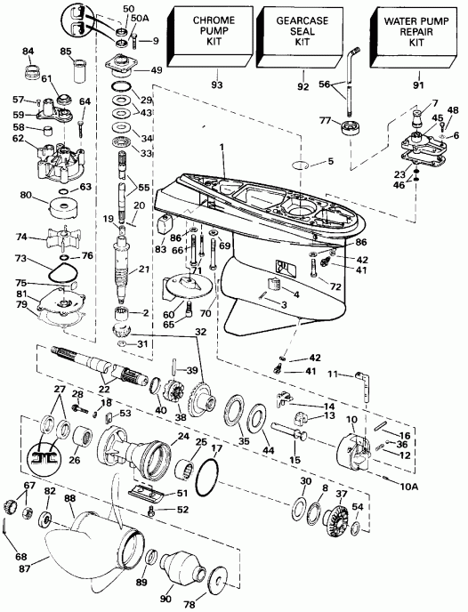 �������� ��������� ����� Evinrude E120TXATF 1993  - 140tx Std Rotation 120tx & 125esx 