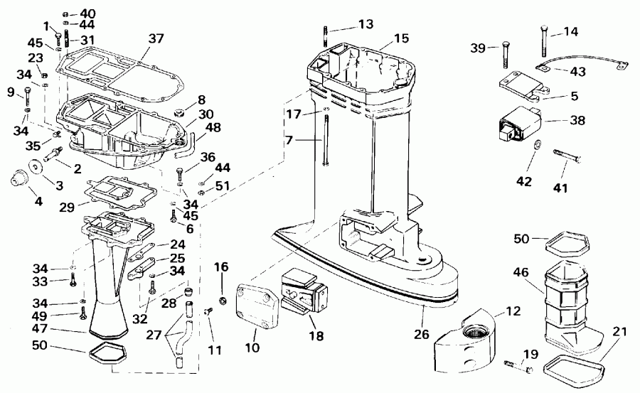 ��������� Evinrude E125ESXETA 1993  - haust Housing