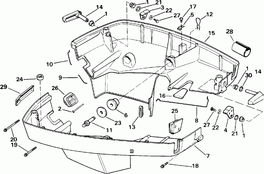 ��������� �������� ����� Evinrude E125ESXETA 1993  - wer Engine Cover / wer ������ ��������� (�����)