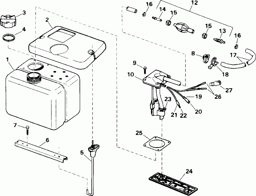 �������� ����� EVINRUDE E125ESXETF 1993  - 1.8 Gallon