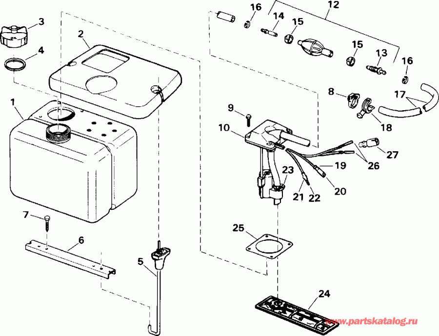 �������� ��������� ����� EVINRUDE E140TLATF 1993  - 1.8 ������ / 1.8 Gallon