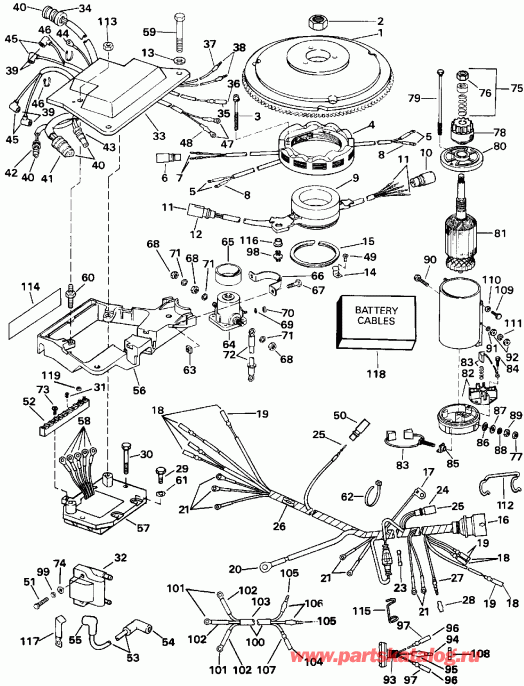 ��������� EVINRUDE E140TLETC 1993  - nition System & ��������� �������� / nition System & Starter Motor