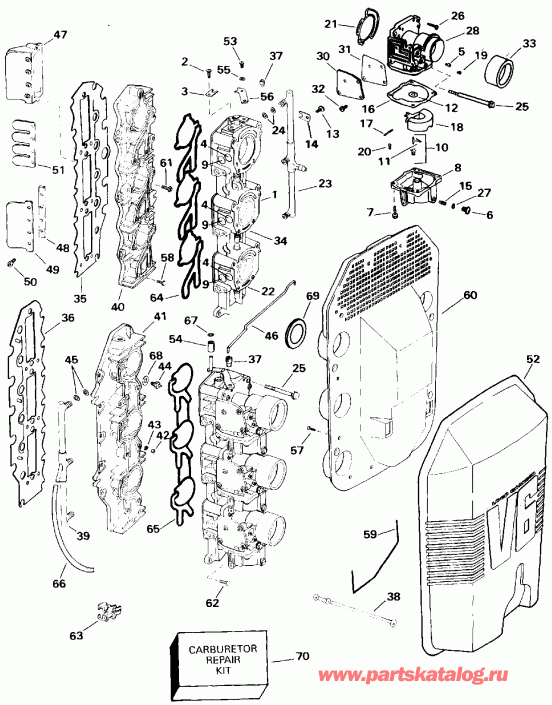 �������� ����� EVINRUDE E150ELETR 1993  - rburetor � �������� ���������