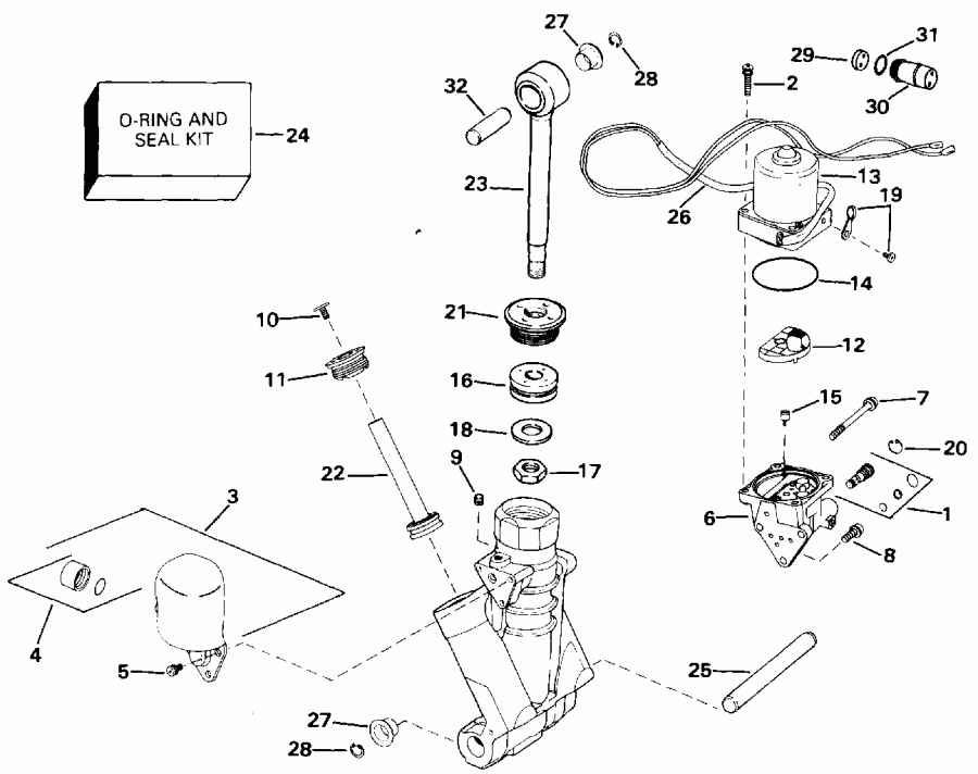 �������� ��������� ����� ������� E150EXATG 1993  - wer Trim/tilt Hydraulic Assembly - wer Trim / tilt Hydraulic Assembly