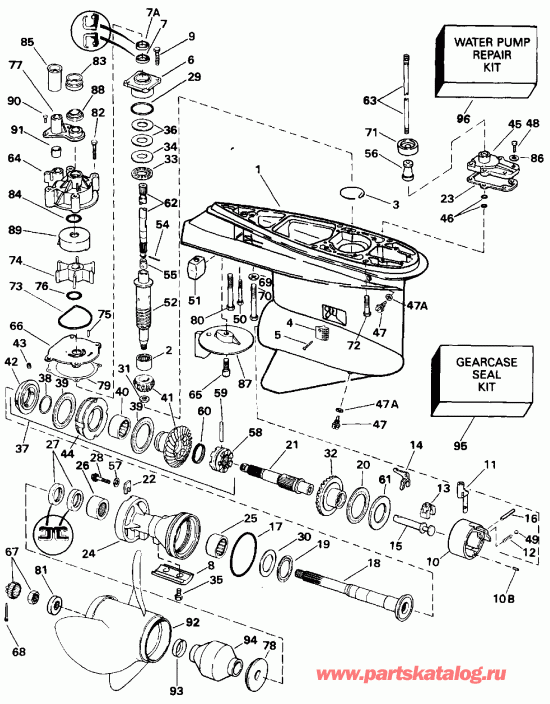 ��������� ��������� Evinrude E150GLETG 1993  - Counter Rotation / �������� ��������