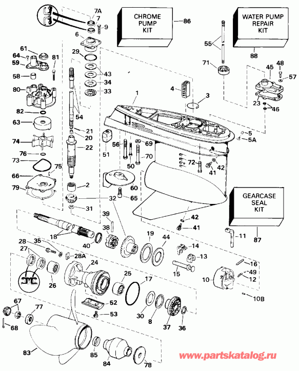 ��������� ��������� Evinrude E150NXATG 1993  - Standard Rotation - 20 In. Models / �������� Rotation - 20 ���� Models