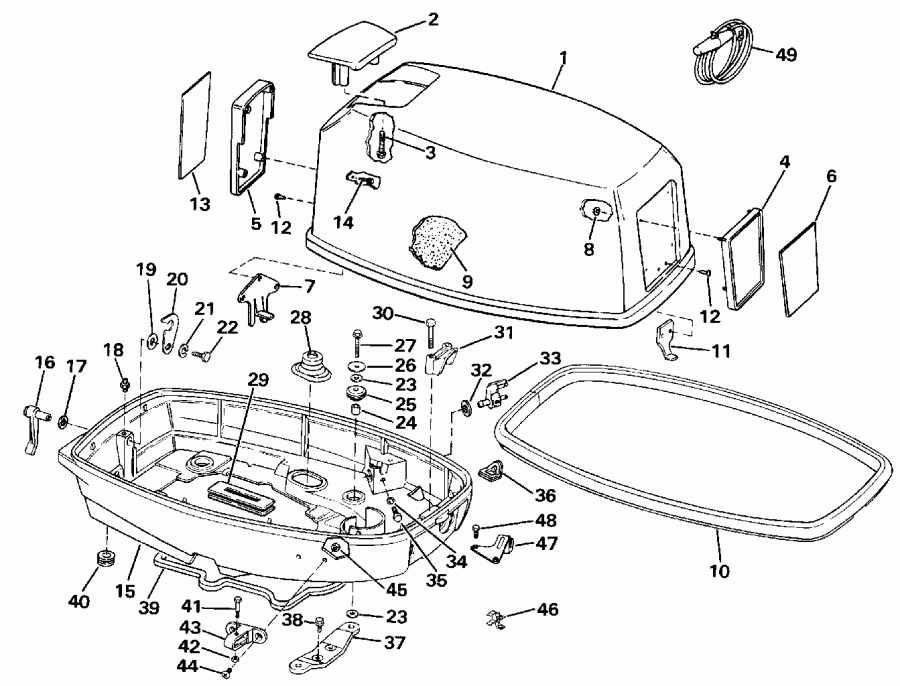 ��������� Evinrude E150NXATG 1993  - wer Engine Cover / wer ������ ��������� (�����)