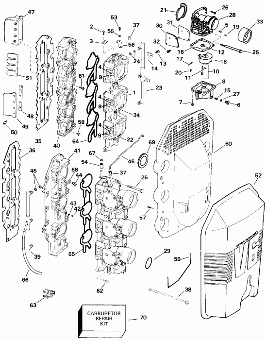 �������� ����� Evinrude E150WTLETG 1993  - rburetor � �������� ���������