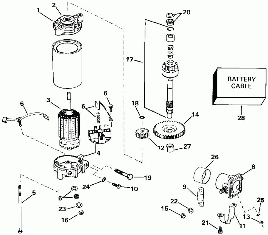 �������� ��������� ����� Evinrude E150WTLETG 1993  - ectric Starter & Solenoid