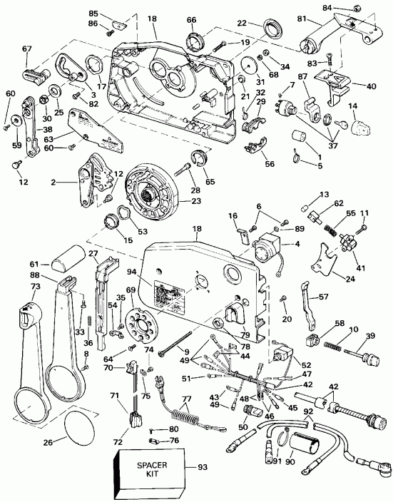 ��������� EVINRUDE E150WTLETS 1993  - mote Control - mote ����������