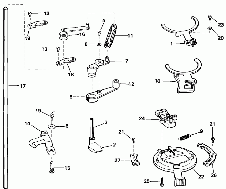 ����� EVINRUDE E150WTLETS 1993  - rottle Linkage / rottle ��������� ��������