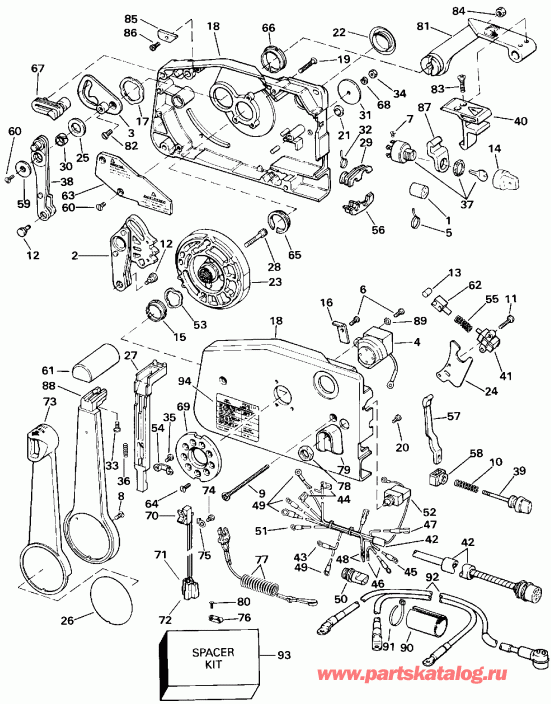 �������� ����� EVINRUDE E150WTXETS 1993  - mote ���������� - mote Control