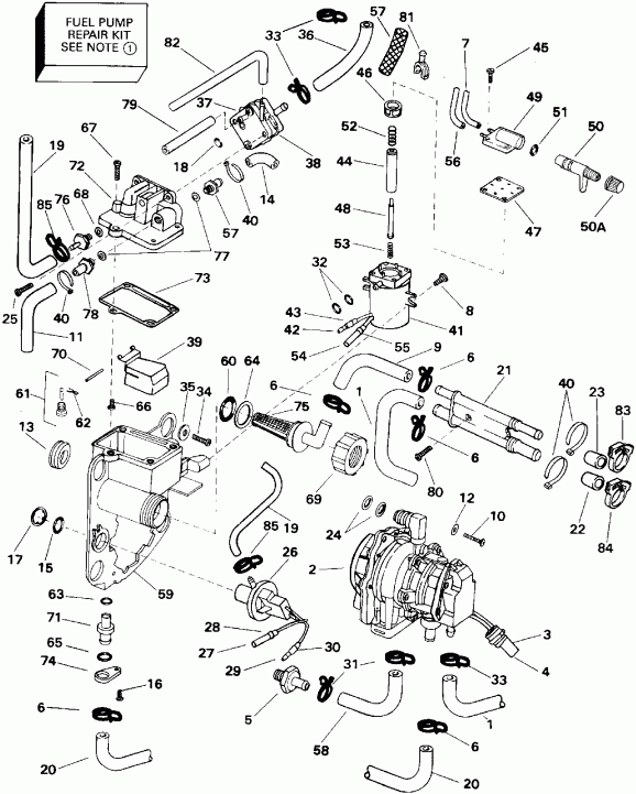   Evinrude E175GLETG 1993  - el Bracket & Components