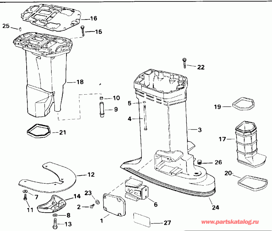 �������� ����� Evinrude E175NXATG 1993  - haust ������ - haust Housing