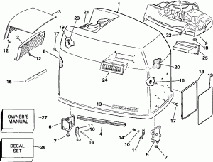 ������ ��������� (�����) - Johnson - 200tx, 200cx, 225 (Engine Cover - Johnson - 200tx, 200cx, 225)