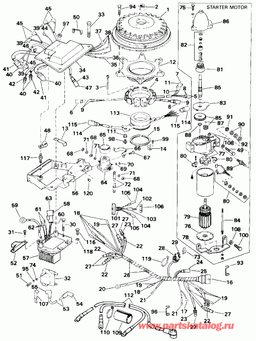 �������� ����� Evinrude E200CXETF 1993  - nition System & Starter Motor / nition System & ��������� ��������