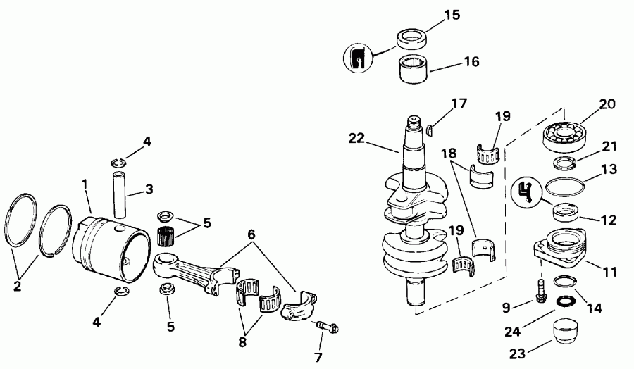 ��������� ������� E20CRETS 1993  - ankshaft & Piston / ank��� & �������