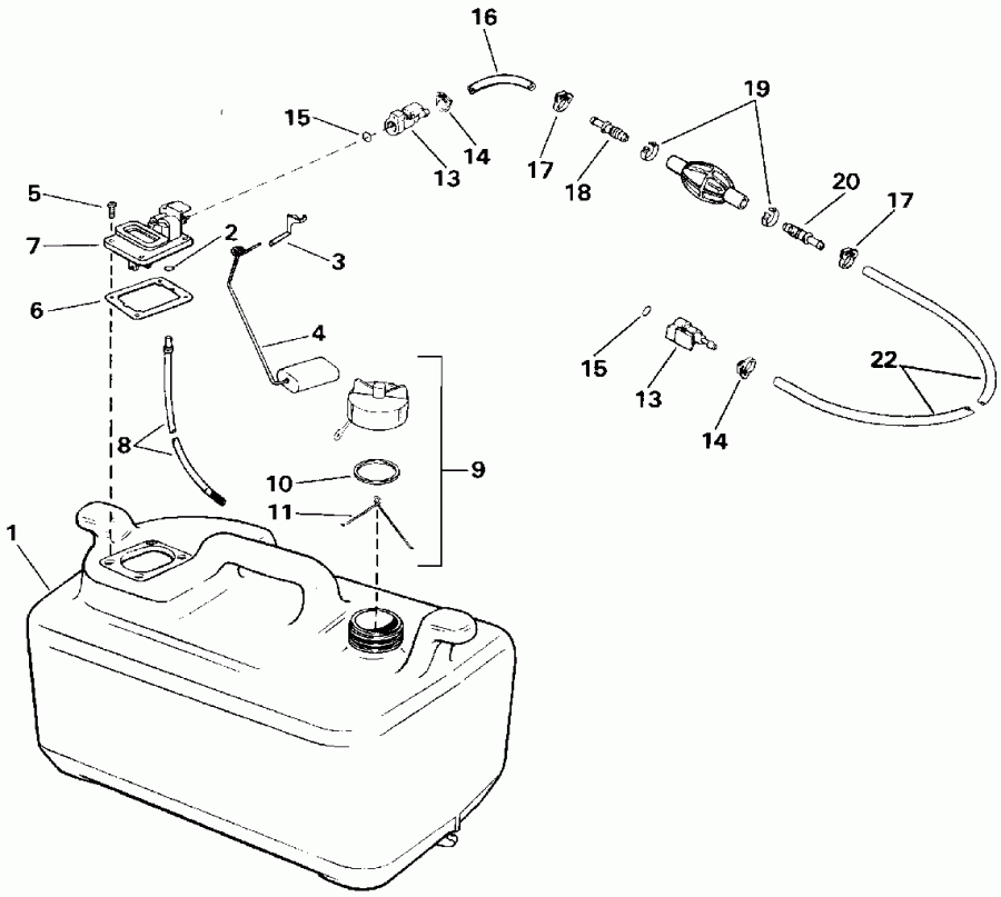 ��������� ����� EVINRUDE E20CRLETS 1993  - el Tank / el Tank