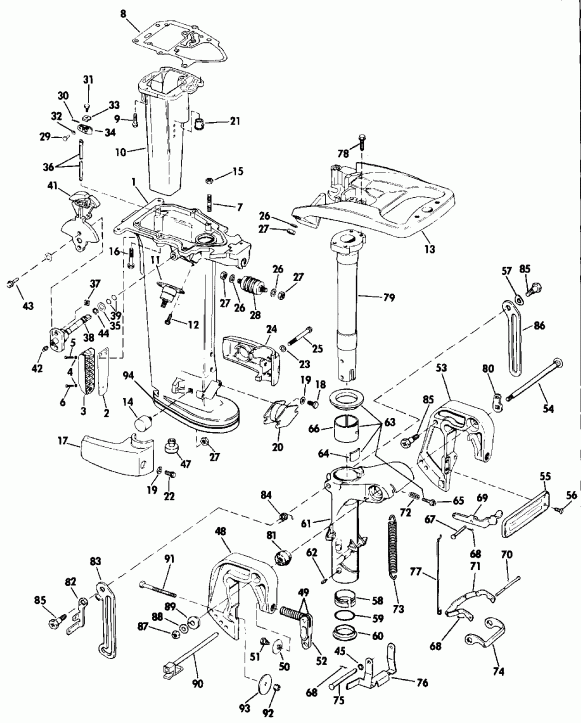 ��������� �������� ����� EVINRUDE E20EETS 1993  - linder & ������ ��������� - linder & Crankcase