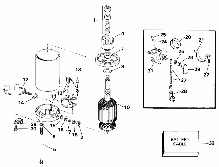   EVINRUDE E20EETS 1993  - ectric Starter & Solenoid / ectric  & Solenoid
