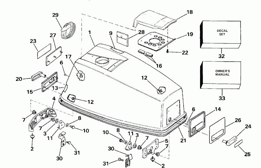  Evinrude E20EETS 1993  - wer Engine Cover / wer ������ ��������� (�����)