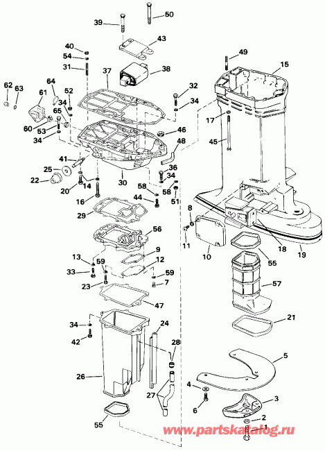 ��������� ��������� Evinrude E225CXATF 1993  - haust ������ - haust Housing