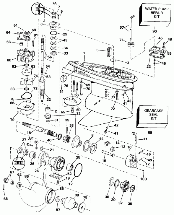 ��������� EVINRUDE E225CXATS 1993  - Standard Rotation - 20 In. Models - �������� Rotation - 20 ���� Models