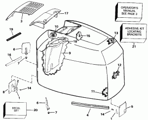 ������ ��������� (�����) - Johnson - 200tx, 200cx, 225 (Engine Cover - Johnson - 200tx, 200cx, 225)