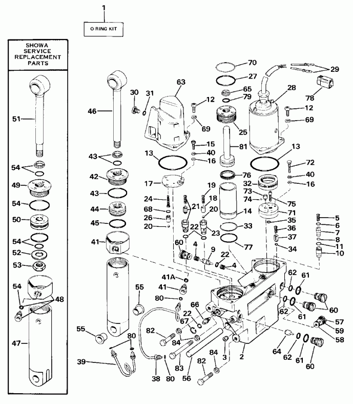     E120TLCUR 1987  - wer Trim/tilt Hydraulic Assembly - wer Trim / tilt Hydraulic Assembly
