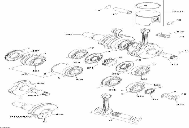 Ski Doo GSX 600 HO SDI, 2005 - Crankshaft And Pistons