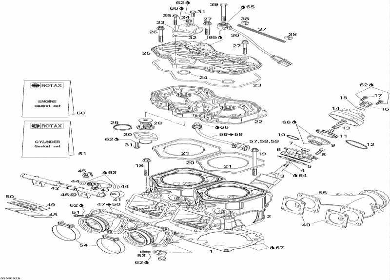 snowmobile BRP SkiDoo GSX 600 HO SDI, 2005 - Cylinder And Cylinder Head