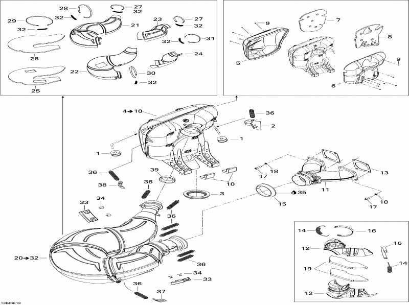 snowmobile ski-doo Mach Z 1000 SDI Adrenaline & X, 2006  - Exhaust System