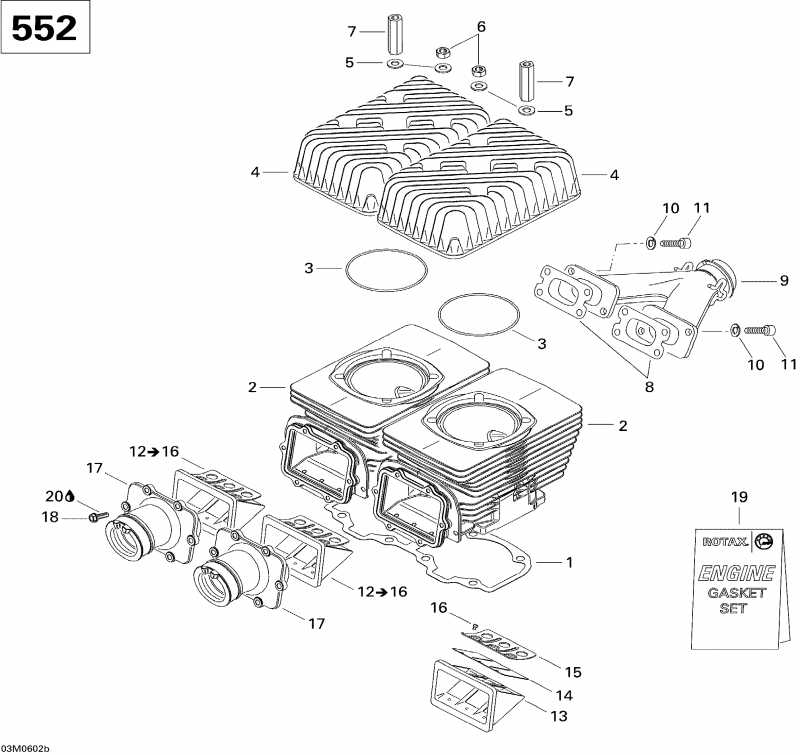  BRP MX Z 550F, 2006  - Cylinder, Exhaust Manifold And Reed Valve Mx Z 552