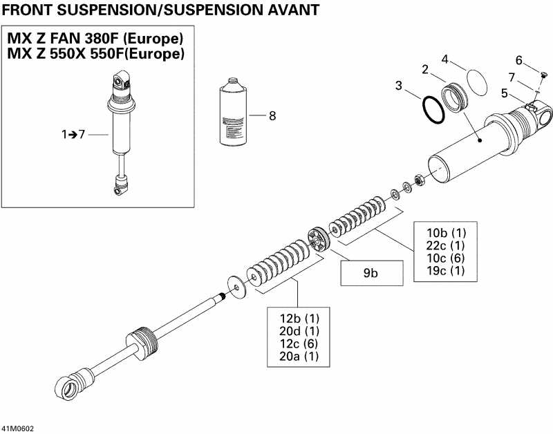  Ski Doo MX Z 550F, 2006 - Take Apart Shock, Front 
