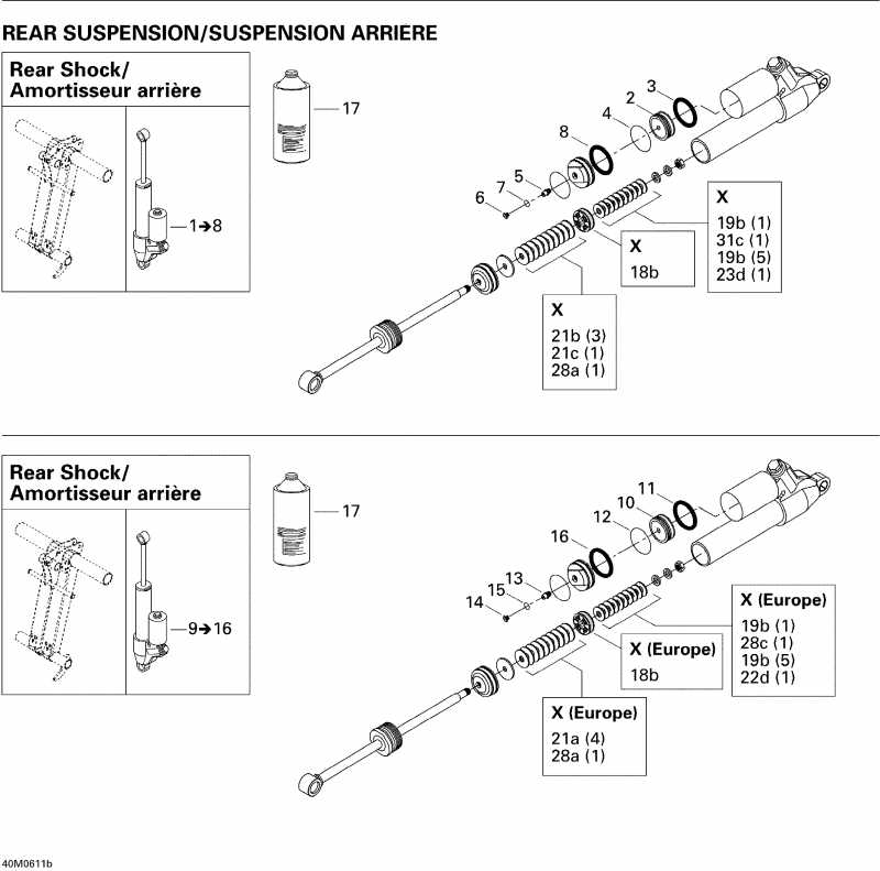  SKIDOO MX Z 600 HO SDI Adrenaline & X, 2006  - Take Apart Shock, Rear 2