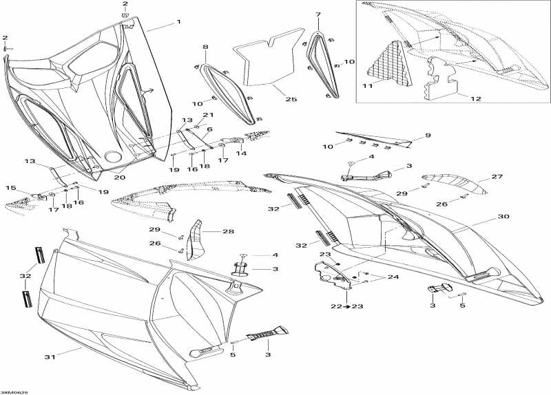 snowmobile Ski Doo MX Z 600 HO SDI Renegade & Renegade X, 2006  - Hood