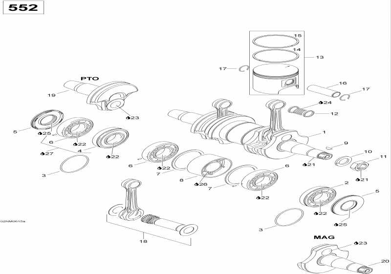  Skidoo Skandic SUV 550F, 2006  - Crankshaft And Pistons 552