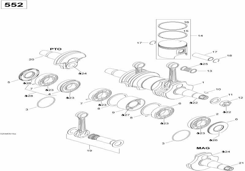 snowmobile Ski-doo Skandic WT 550F, 2006 - Crankshaft And Pistons 552