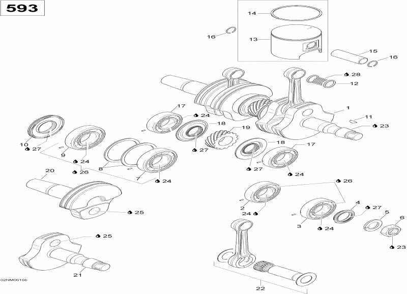  Ski Doo Skandic WT 600, 2006 - Crankshaft And Pistons 593