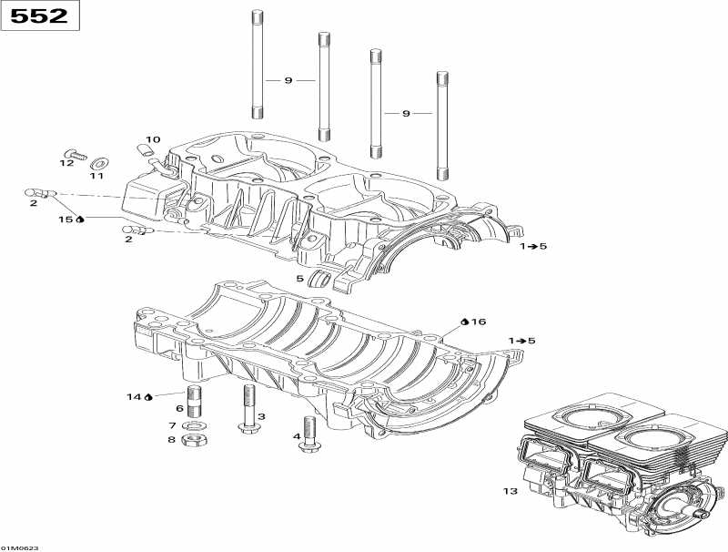 snowmobile SkiDoo  Summit 550F, 2006 - Crankcase (552)