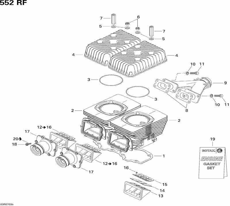 Skidoo Expedition Sport 550F, 2007  - Cylinder, Exhaust Manifold And Reed Valve 2