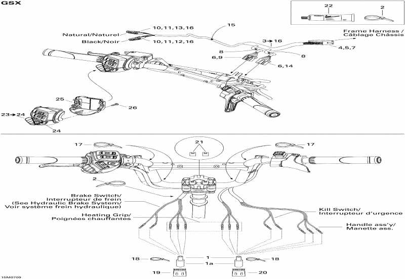 Skidoo GSX 550F, 2007  - Steering Wiring Harness